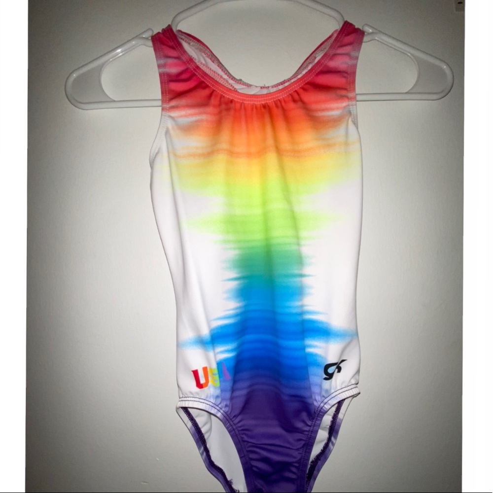 Rainbow Racerback GK elite Leotard! (Size large)